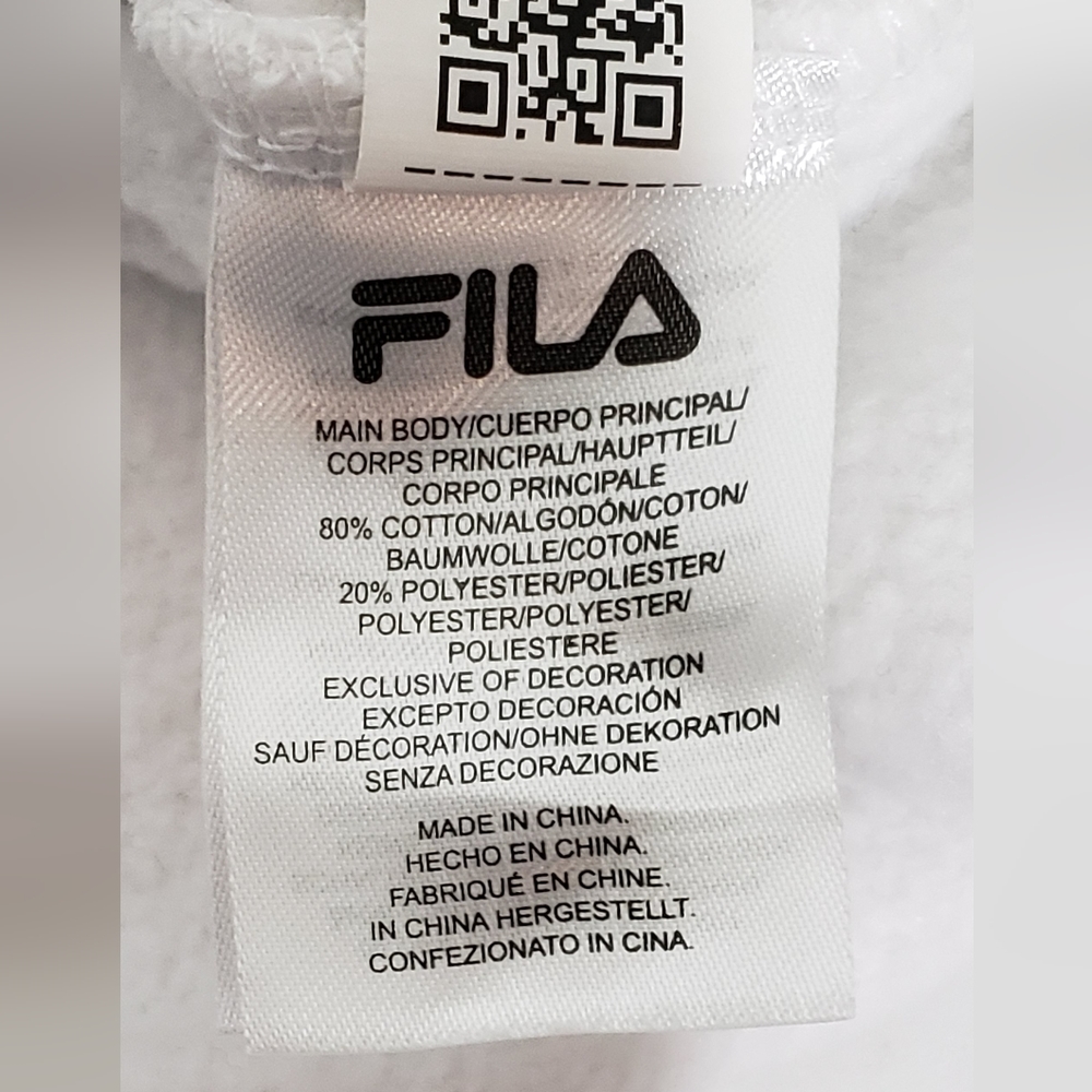 Fila Ladies' 1/4 Zip Fleece Pullover Sweatshirt, White/Navy Large - Picture 7 of 14